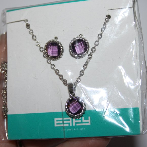 Effy Jewelry Nwt Effy Necklace And Earrings Set Silver And Amethyst